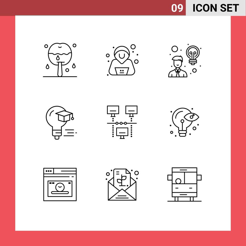 impostato di 9 moderno ui icone simboli segni per condivisione connessione dipendente la laurea berretto modificabile vettore design elementi