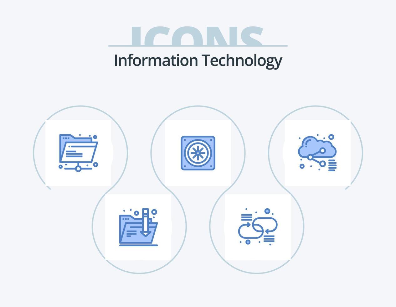informazione tecnologia blu icona imballare 5 icona design. condivisione. file. Internet. nube. raffreddamento vettore