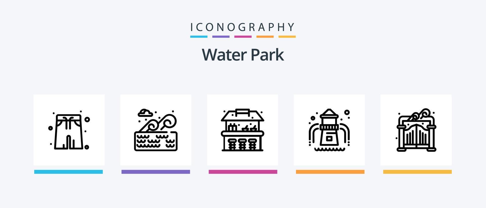 acqua parco linea 5 icona imballare Compreso . parco. no. veloce cibo. acqua. creativo icone design vettore