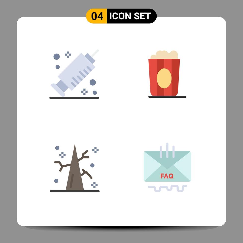 4 piatto icona concetto per siti web mobile e applicazioni medicina albero cinema Popcorn comunicazione modificabile vettore design elementi