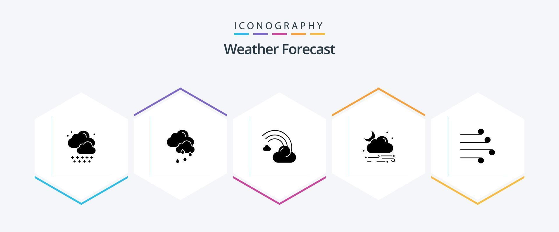 tempo metereologico 25 glifo icona imballare Compreso clima. aria. previsione. tempo atmosferico. nube vettore