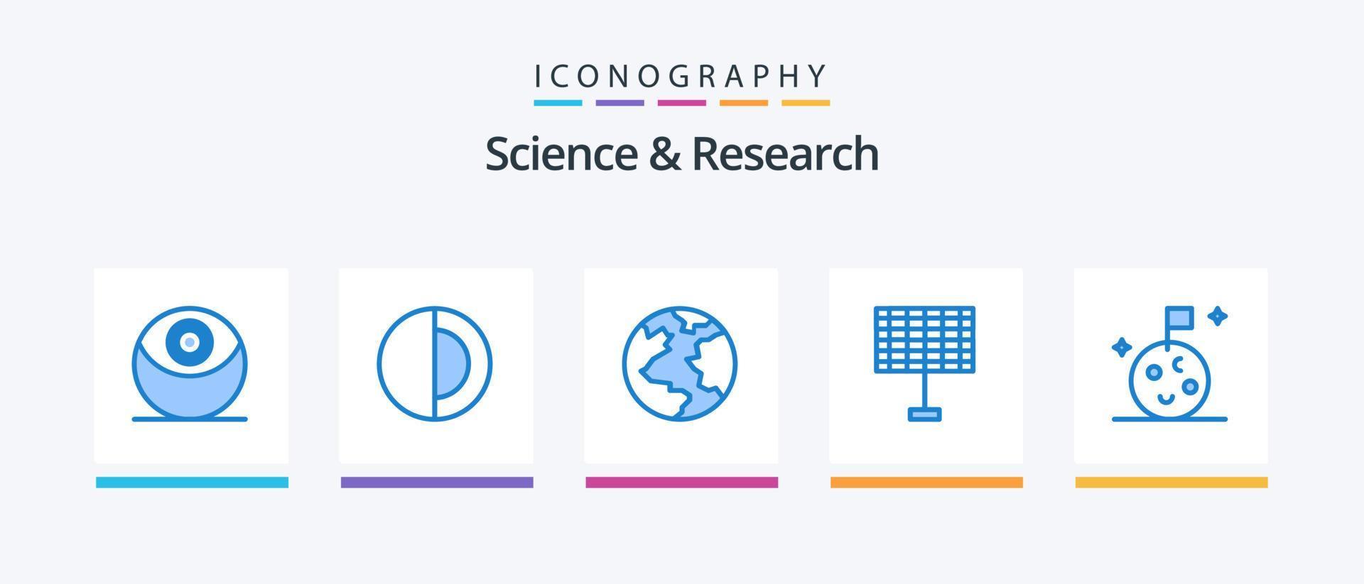 scienza blu 5 icona imballare Compreso . spazio. pianeta. Luna. solare. creativo icone design vettore