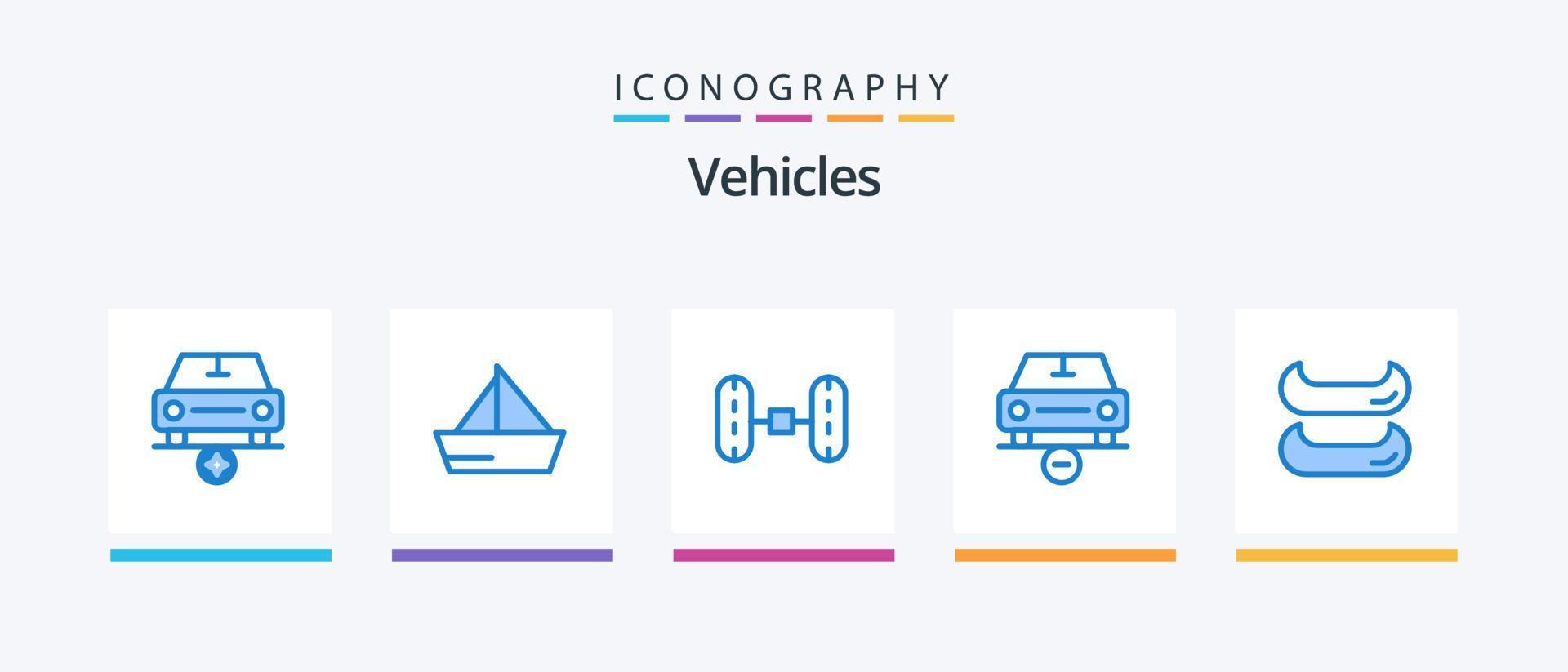 veicoli blu 5 icona imballare Compreso barca. meno. yacht. meno. macchina. creativo icone design vettore
