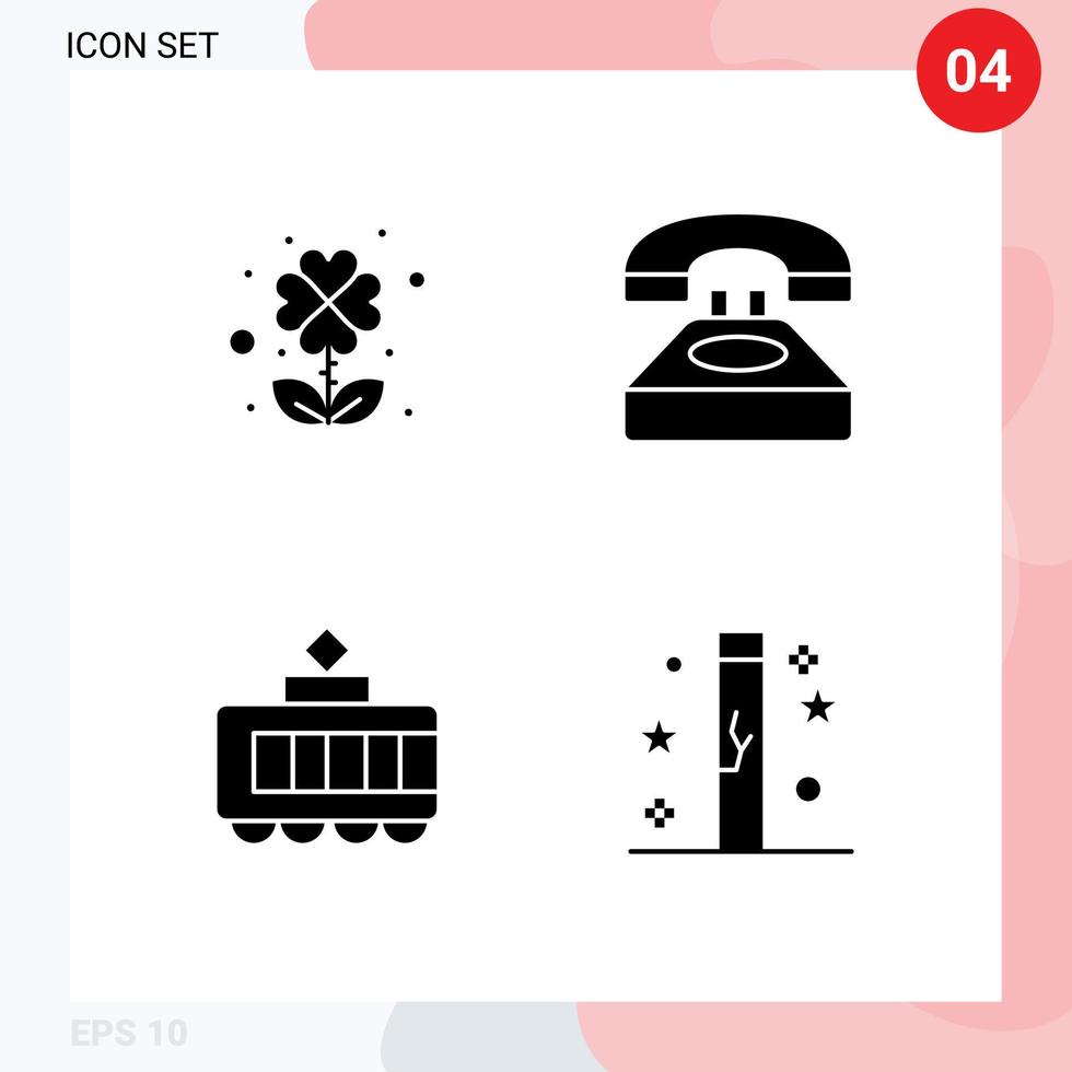 impostato di 4 moderno ui icone simboli segni per trifoglio tranvia chiamata contatto noi celebrazione modificabile vettore design elementi