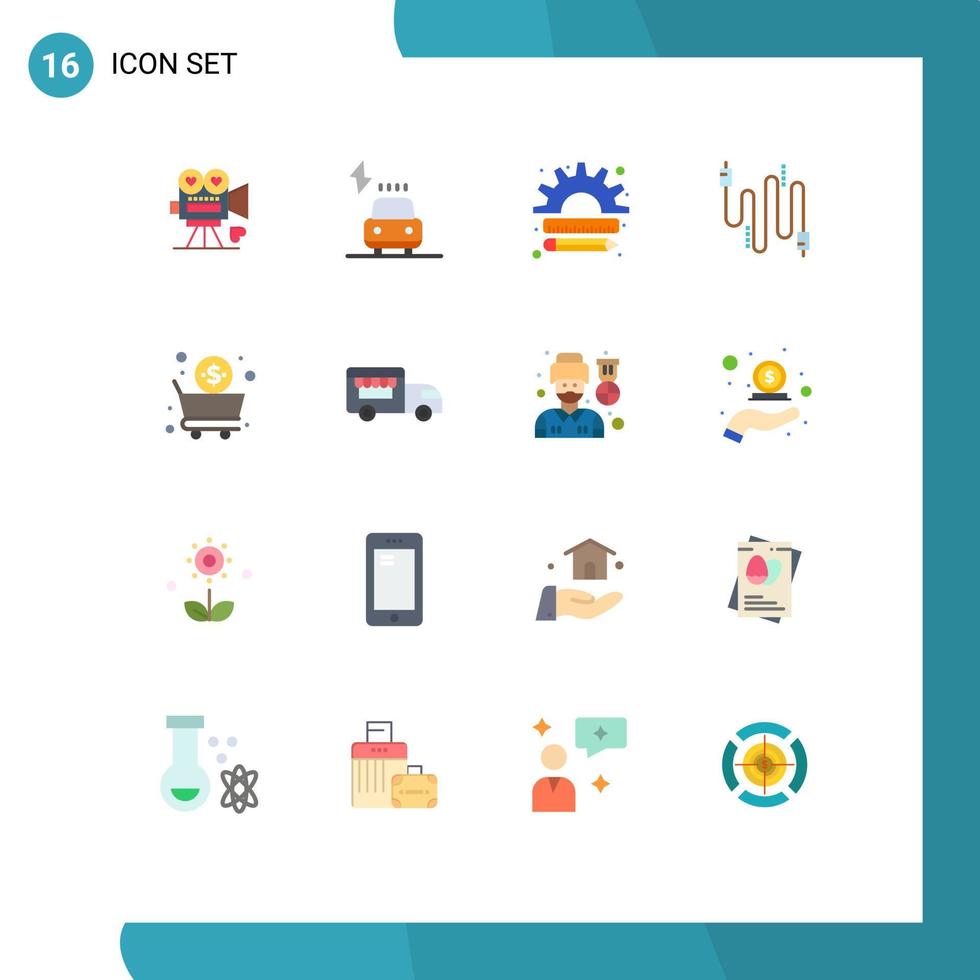 impostato di 16 moderno ui icone simboli segni per comunicazione cavo energia Audio gestione modificabile imballare di creativo vettore design elementi