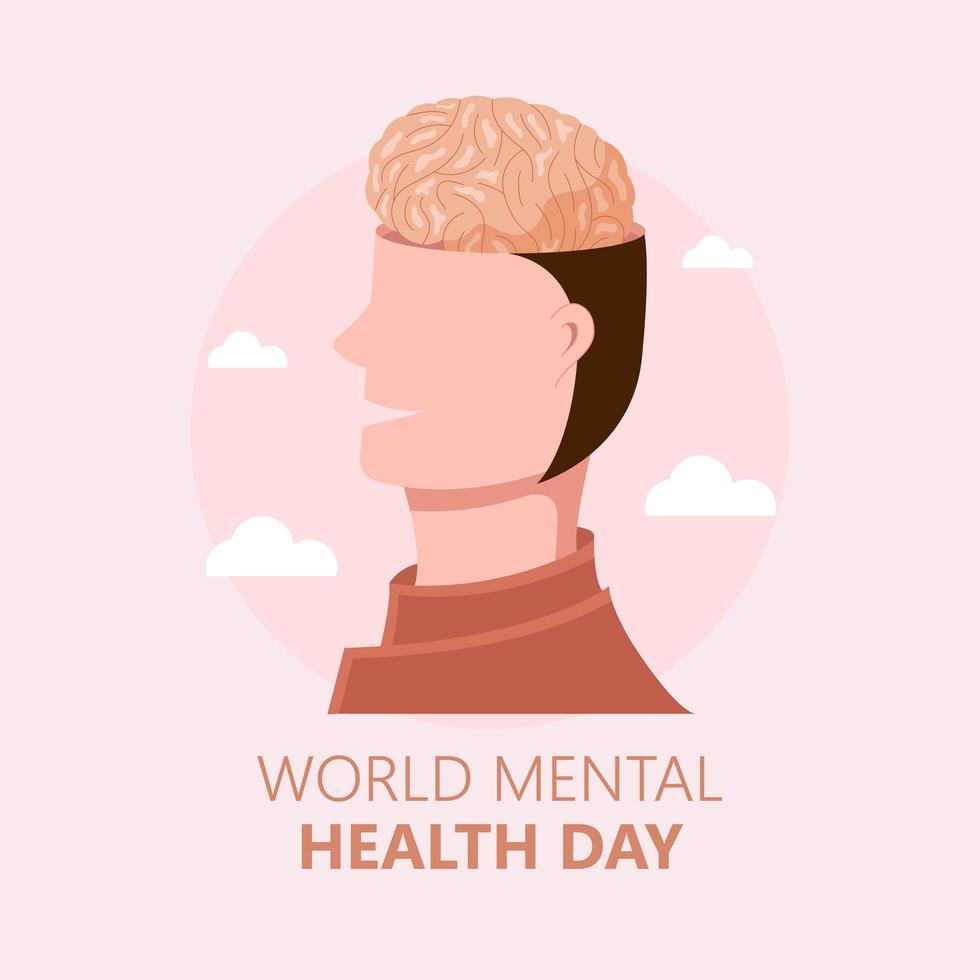 poster della giornata mondiale della salute mentale disegnata a mano vettore