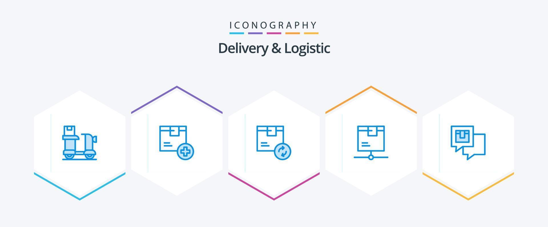 consegna e logistica 25 blu icona imballare Compreso Rete. consegna. logistico. spedizione. Prodotto vettore