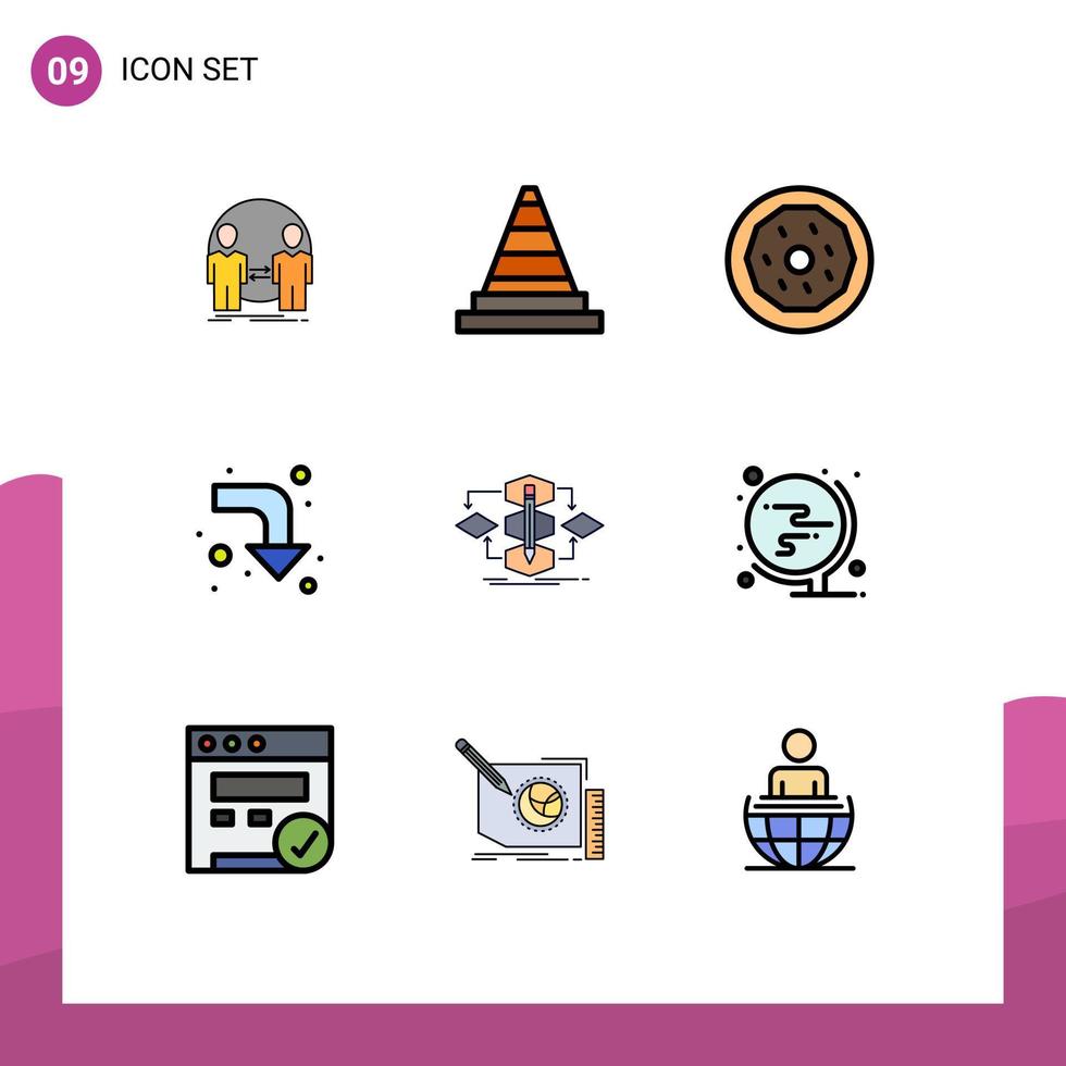 9 creativo icone moderno segni e simboli di design giusto utensili ricaricare merenda modificabile vettore design elementi