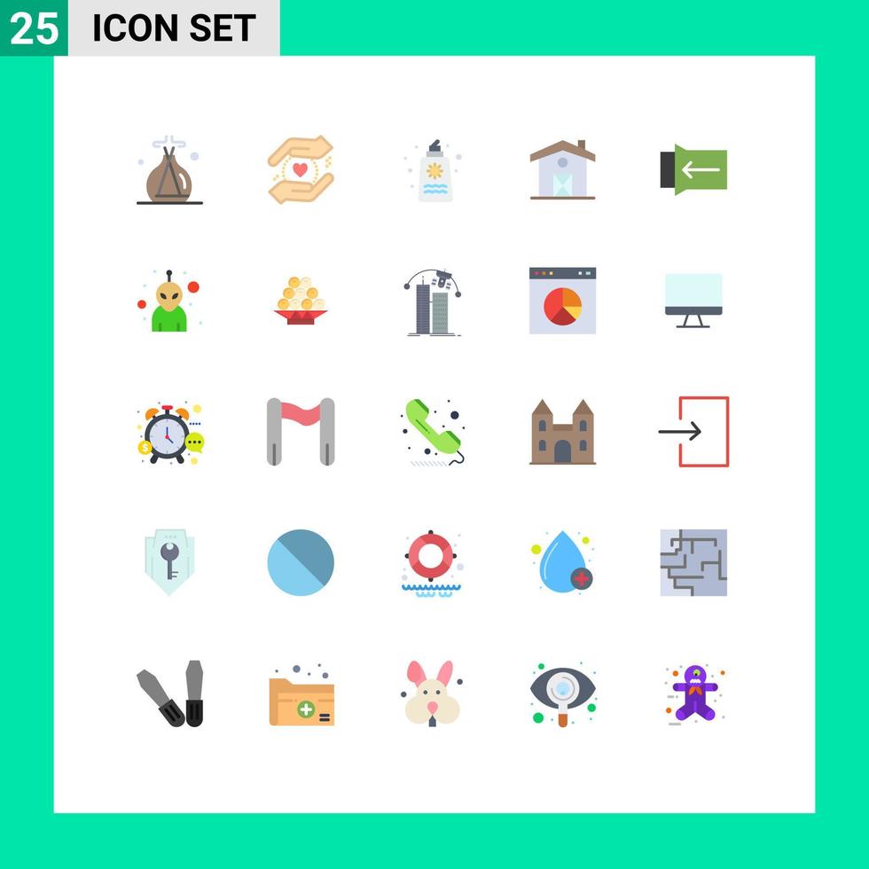 universale icona simboli gruppo di 25 moderno piatto colori di alieno diapositiva parco gesto Casa modificabile vettore design elementi
