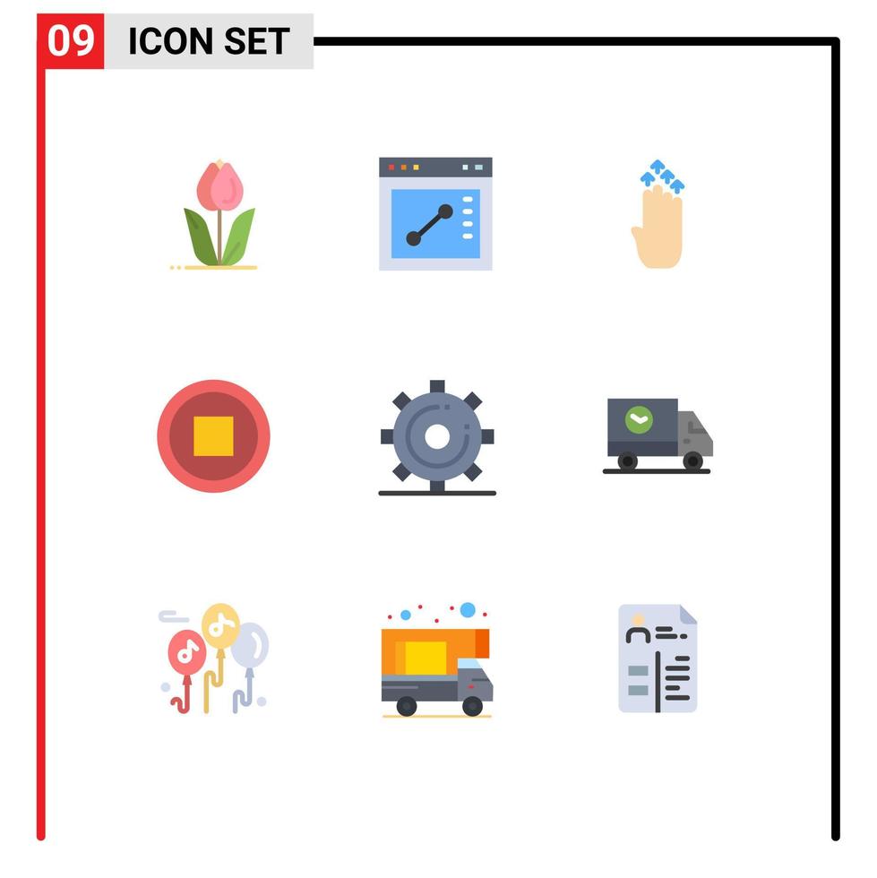 impostato di 9 vettore piatto colori su griglia per media utente dito interfaccia su modificabile vettore design elementi