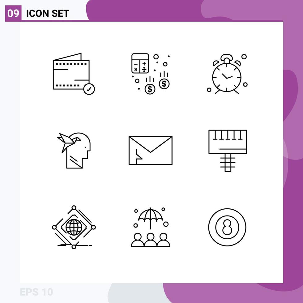 impostato di 9 moderno ui icone simboli segni per brian immaginazione finanza immaginazione modulo promemoria modificabile vettore design elementi