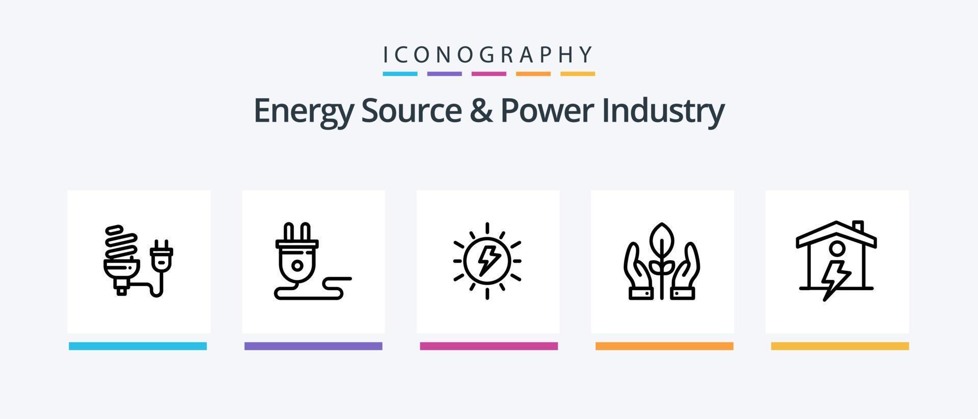 energia fonte e energia industria linea 5 icona imballare Compreso PRESA. tappo. energia. energia. carica. creativo icone design vettore