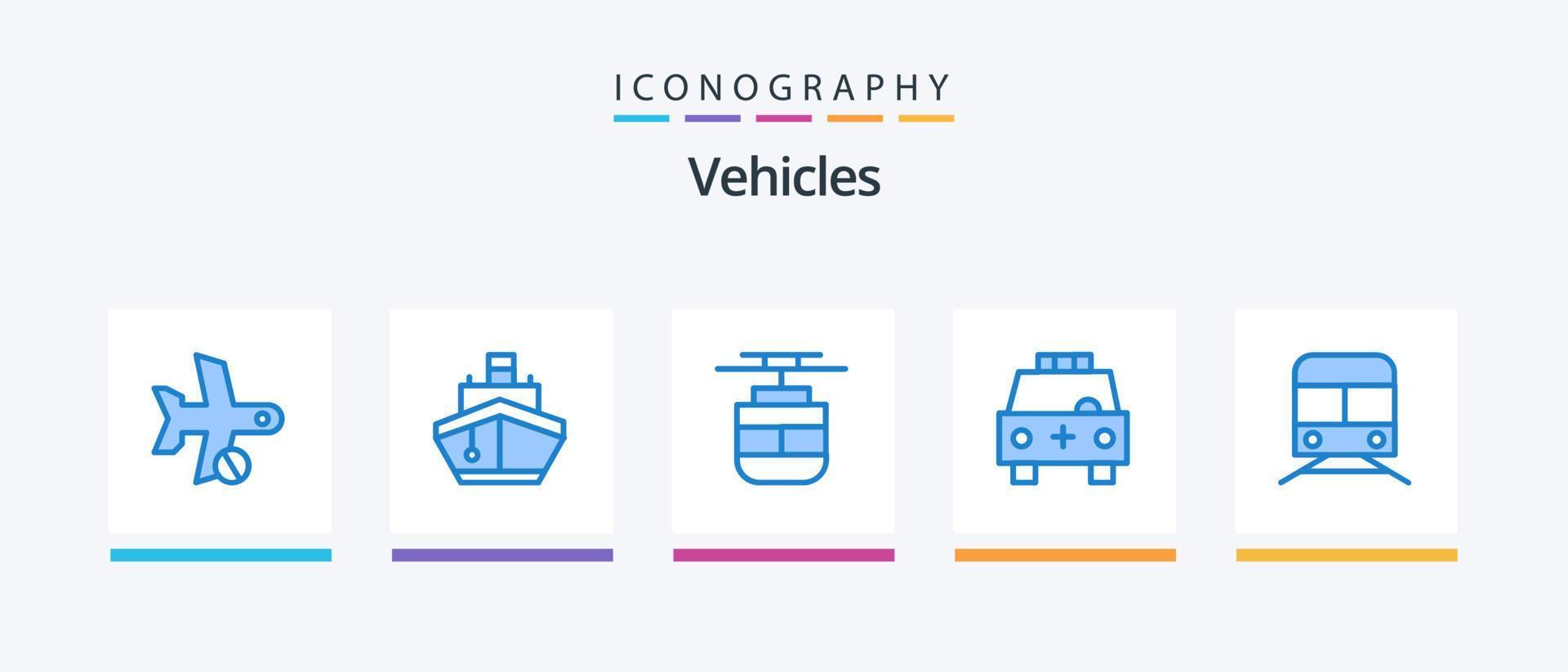 veicoli blu 5 icona imballare Compreso trasporto. macchina. trasporto. ambulanza. trasporto. creativo icone design vettore