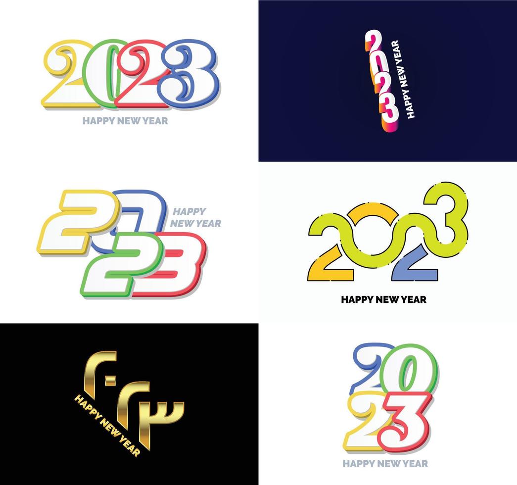 grande collezione di 2023 contento nuovo anno simboli copertina di attività commerciale diario per 2023 con auguri vettore