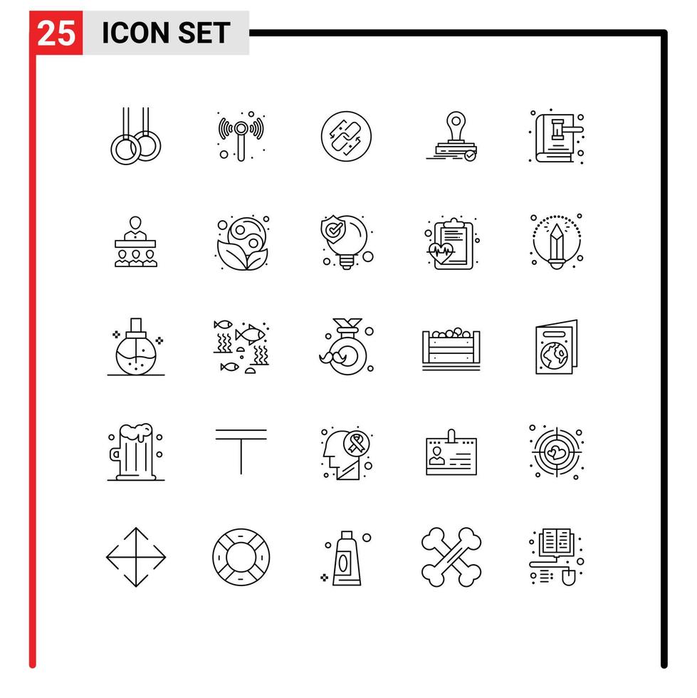 25 creativo icone moderno segni e simboli di martelletto vendita all'asta url logo clone modificabile vettore design elementi