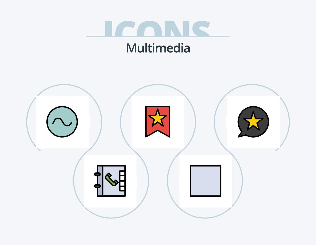 multimedia linea pieno icona imballare 5 icona design. . . onda. ui. disconnettersi vettore