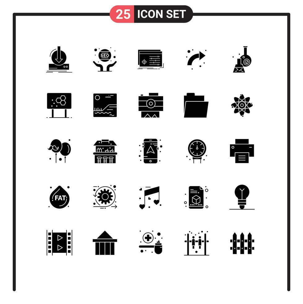 impostato di 25 moderno ui icone simboli segni per curvo freccia SEO Software in lavorazione modificabile vettore design elementi