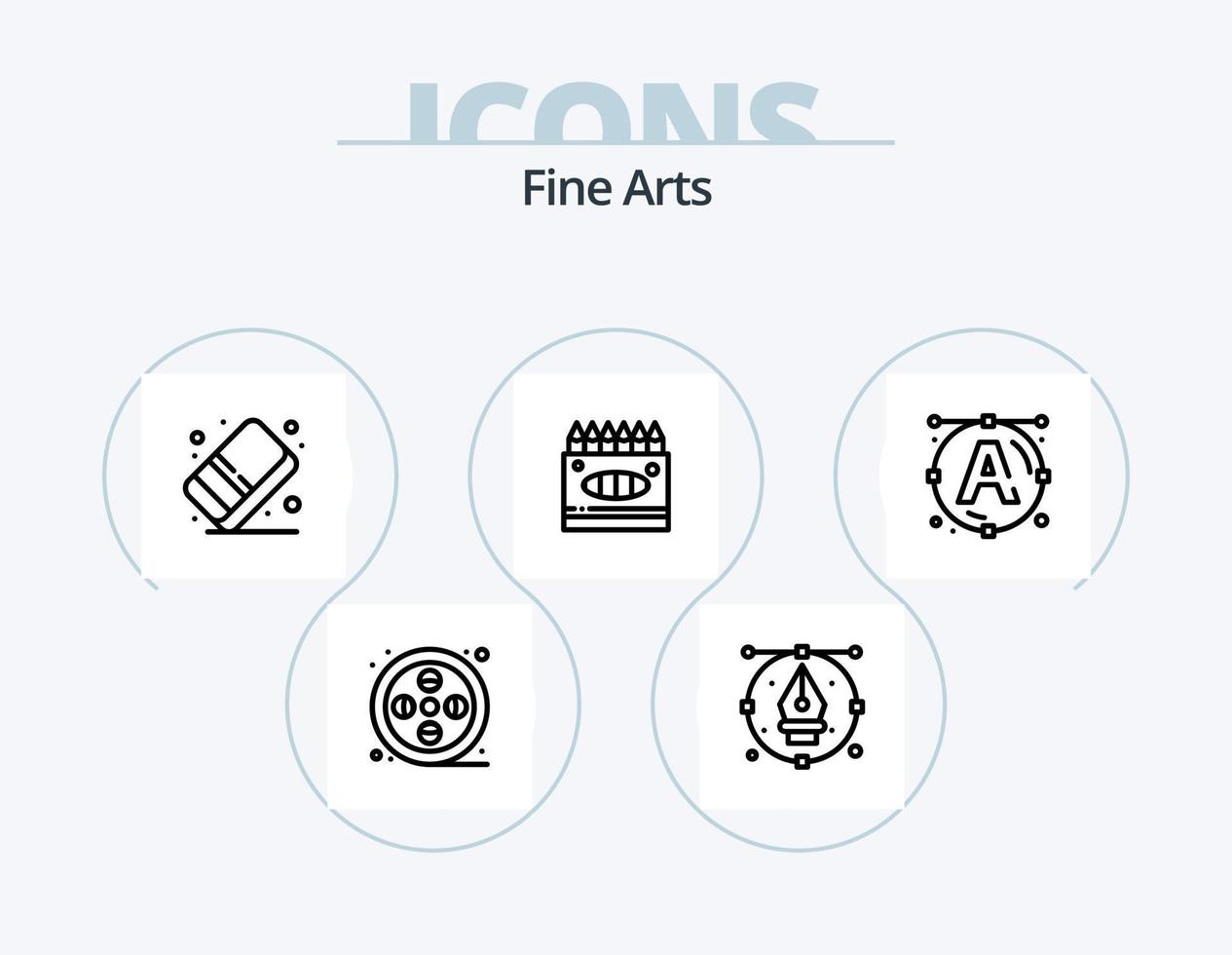 bene arti linea icona imballare 5 icona design. arti. grafico. arte. disegno. design vettore