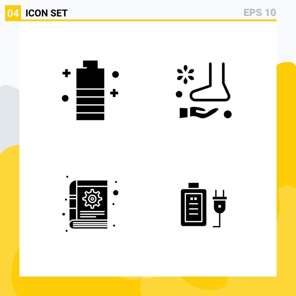 impostato di 4 commerciale solido glifi imballare per batteria terapia mobile batteria massaggio soddisfare modificabile vettore design elementi
