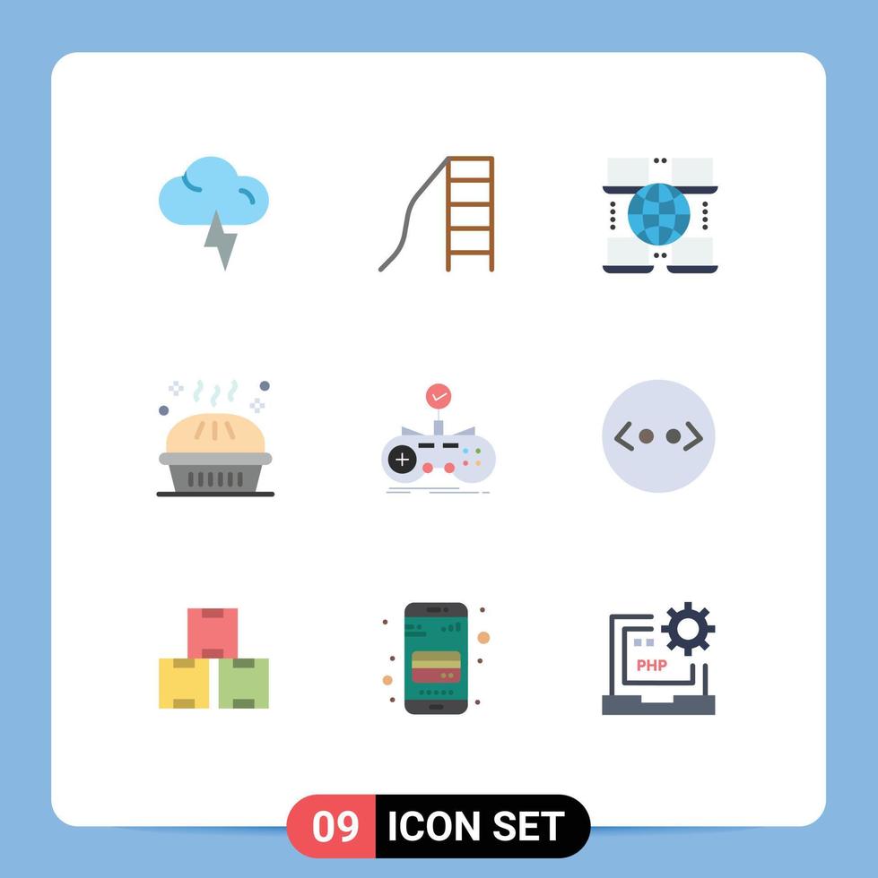 universale icona simboli gruppo di 9 moderno piatto colori di gioco dai un'occhiata digitale zucca torta vacanza modificabile vettore design elementi