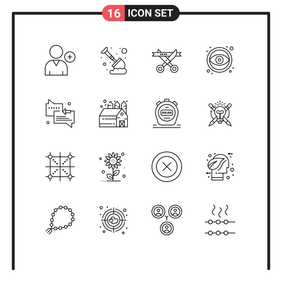 impostato di 16 moderno ui icone simboli segni per supporto Chiacchierare cerimonia attrezzo occhio modificabile vettore design elementi