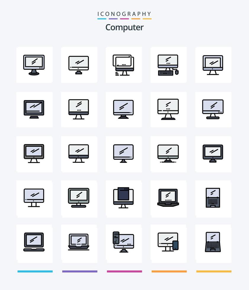 creativo computer 25 linea pieno icona imballare come come dispositivo. computer. imac. il computer portatile. dispositivo vettore