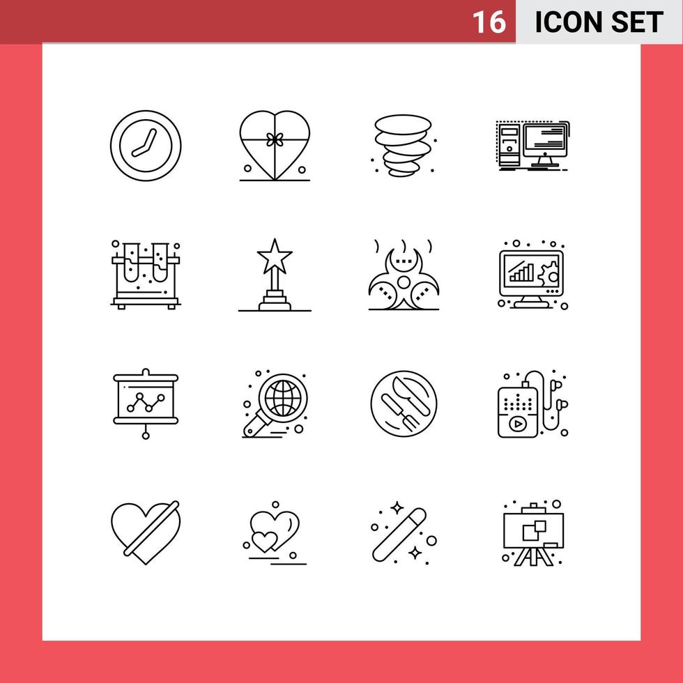 impostato di 16 moderno ui icone simboli segni per sperimentare sistema tempesta stazione di lavoro del desktop modificabile vettore design elementi