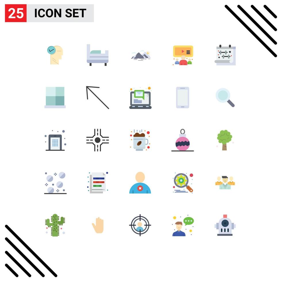 universale icona simboli gruppo di 25 moderno piatto colori di Palestra calendario paesaggio utente in linea modificabile vettore design elementi