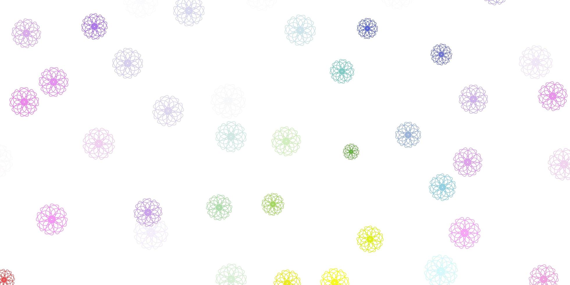 modello di doodle vettoriale multicolore chiaro con fiori.