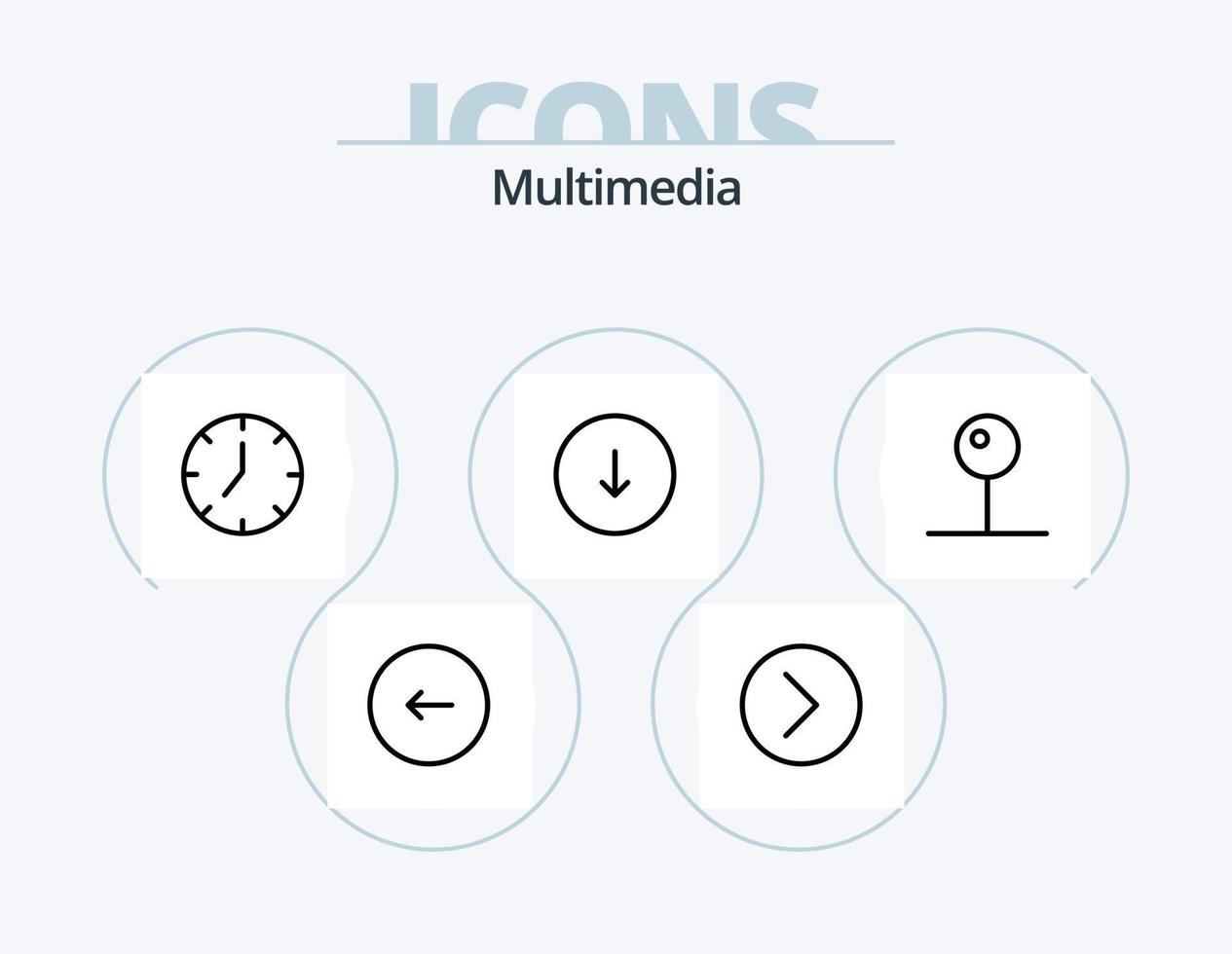 multimedia linea icona imballare 5 icona design. multimedia. posta. prossimo. casella di posta. multimedia vettore