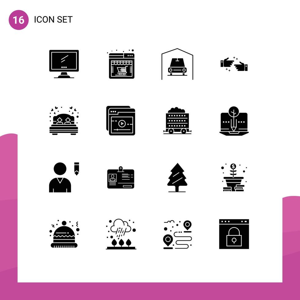 impostato di 16 moderno ui icone simboli segni per incontri attività commerciale in linea memorizzare ok stretta di mano modificabile vettore design elementi