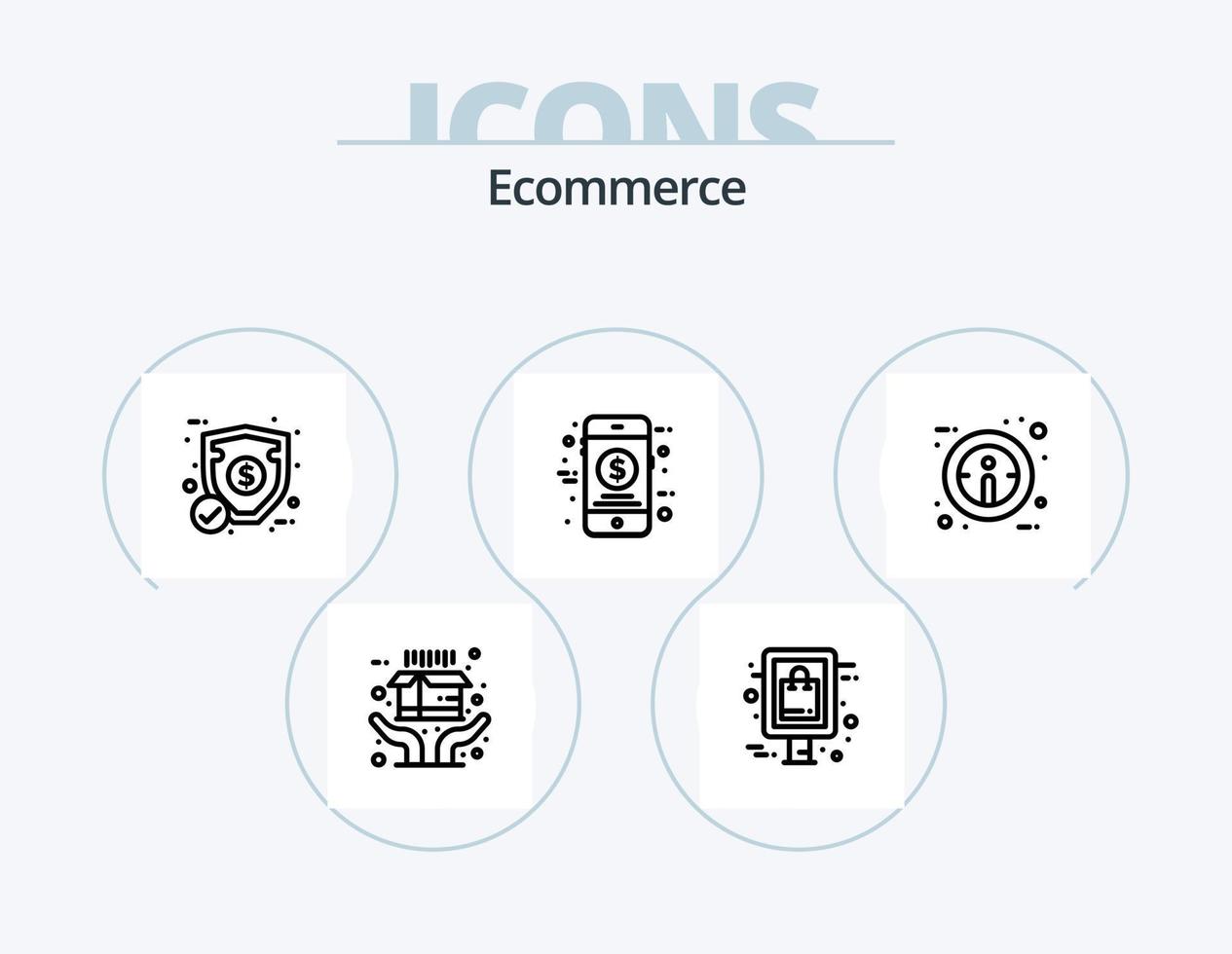 e-commerce linea icona imballare 5 icona design. i soldi. regalo. moneta. regalo. e-commerce vettore