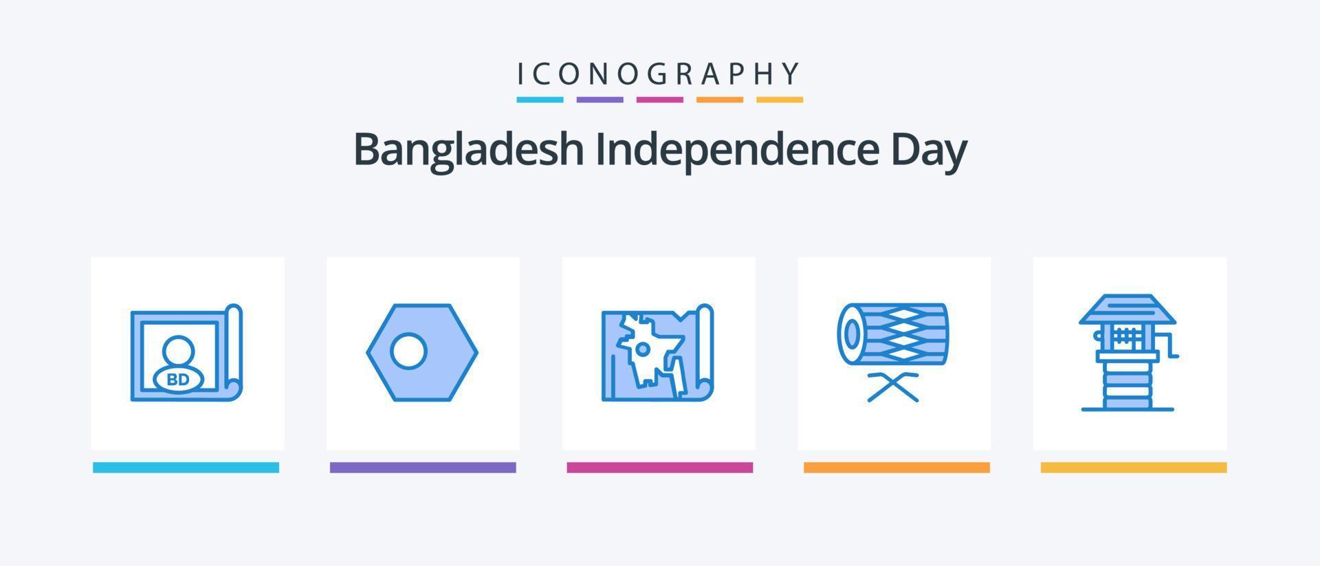 bangladesh indipendenza giorno blu 5 icona imballare Compreso st. irlandesi. bandiera. strumento. bangla. creativo icone design vettore