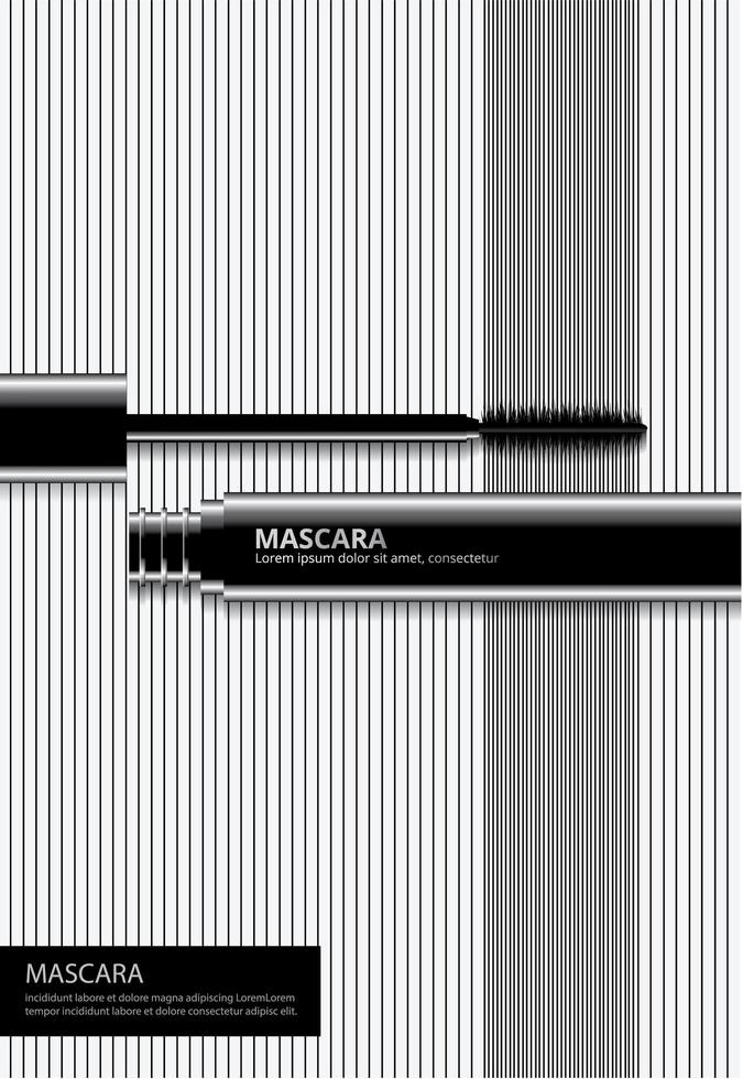 mascara cosmetico poster con illustrazione vettoriale di imballaggio