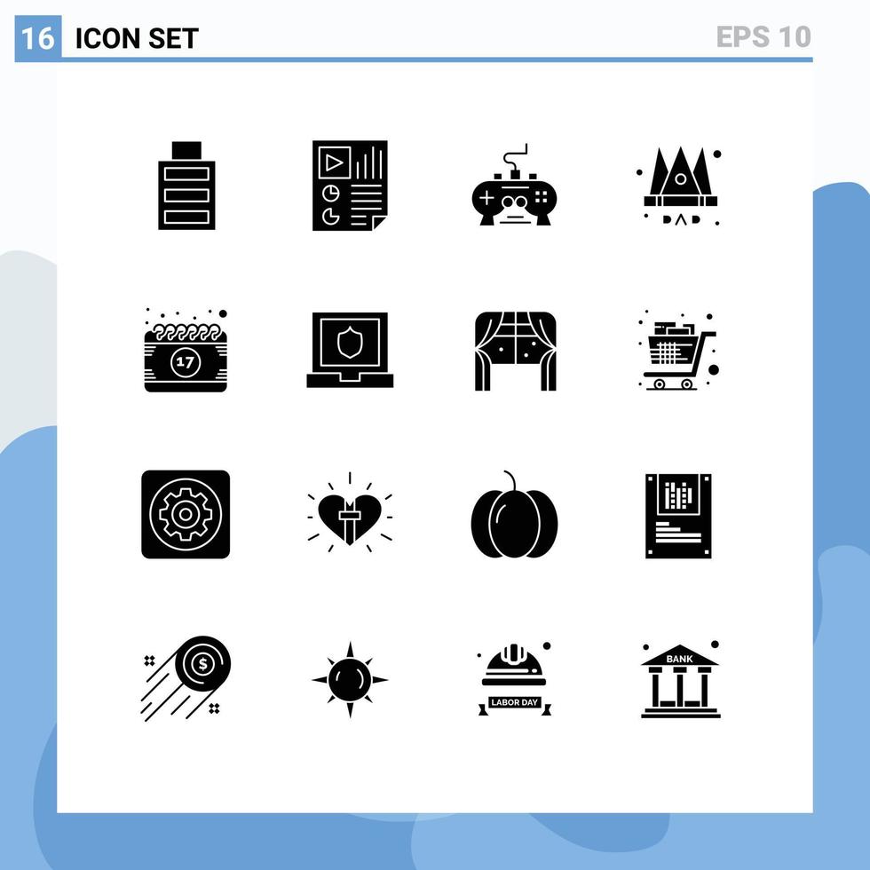 16 universale solido glifo segni simboli di calendario padre gioco imperatore giocare stazione modificabile vettore design elementi