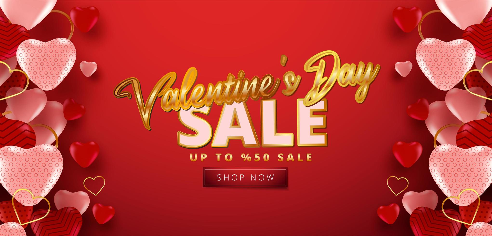 San Valentino vendita 50 di sconto su poster o banner vettore