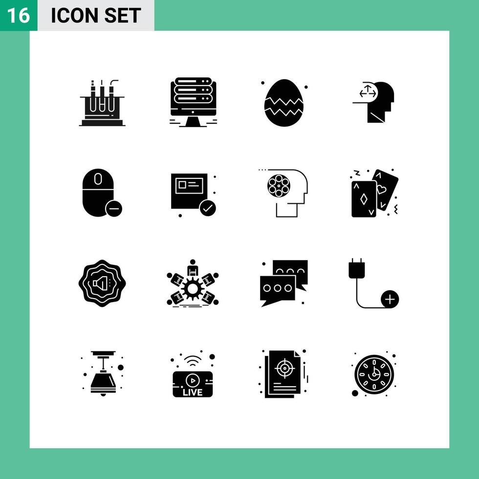 pittogramma impostato di 16 semplice solido glifi di aggeggio umano Pasqua uovo uomo autismo modificabile vettore design elementi
