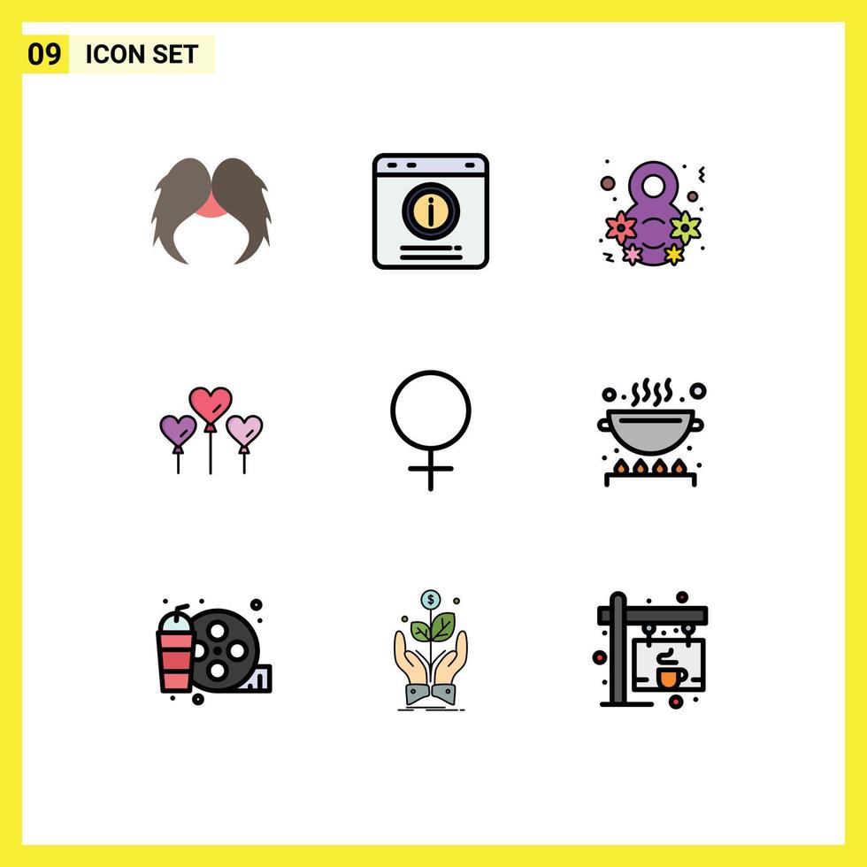 9 creativo icone moderno segni e simboli di femmina Palloncino Aiuto cuore femmina modificabile vettore design elementi