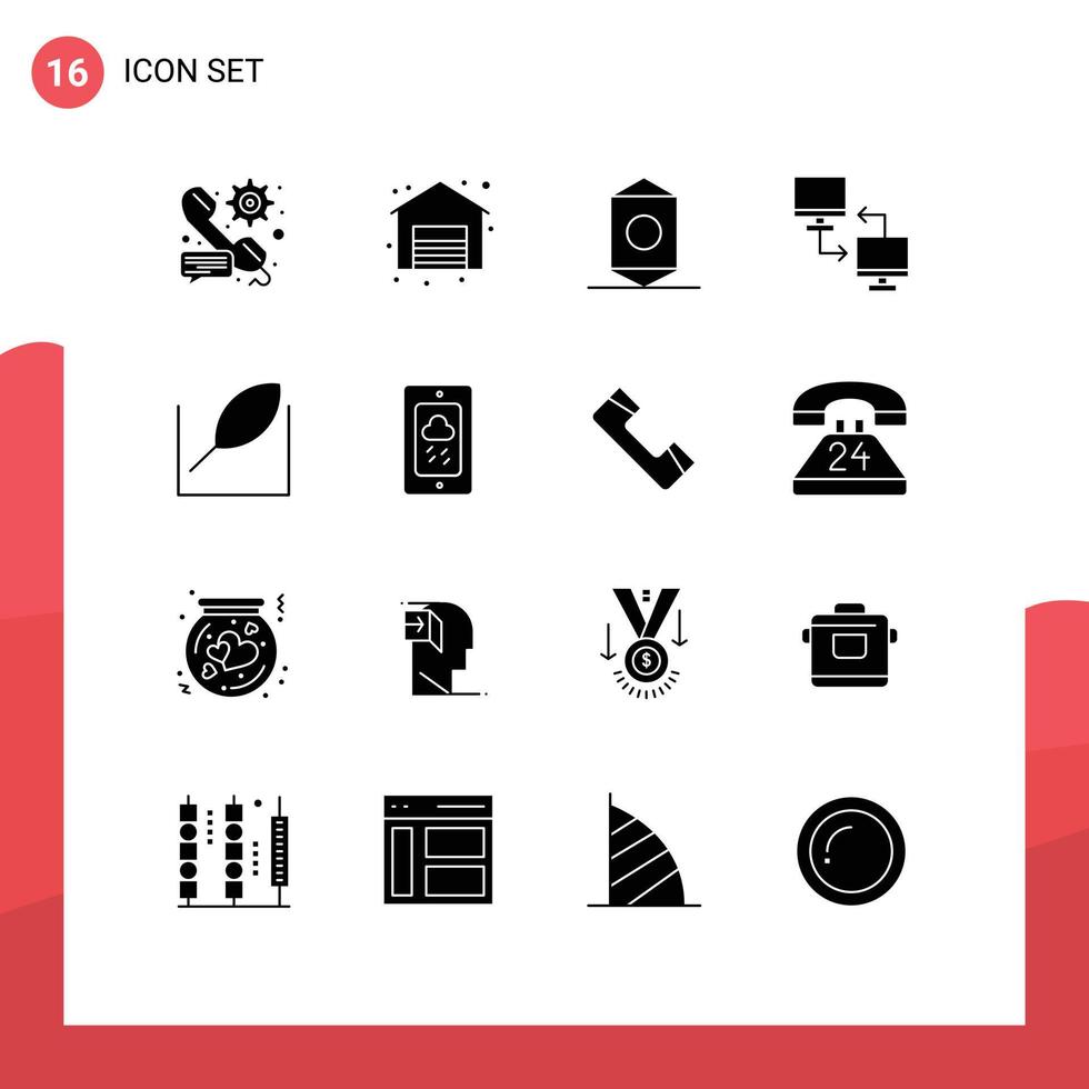 16 utente interfaccia solido glifo imballare di moderno segni e simboli di foglia condivisione caramella mobile computer modificabile vettore design elementi