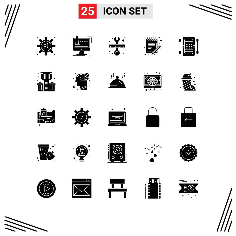impostato di 25 moderno ui icone simboli segni per programma ordine produzione elenco chiave inglese modificabile vettore design elementi