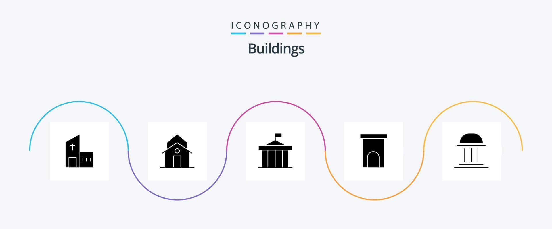 edifici glifo 5 icona imballare Compreso Casa. architettura. comunale. Grecia. colonne vettore