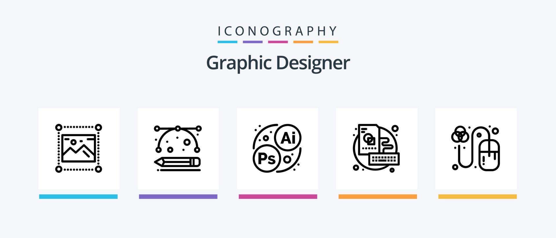 grafico progettista linea 5 icona imballare Compreso design. ragnatela preferenze. arte. ragnatela opzioni. Immagine. creativo icone design vettore