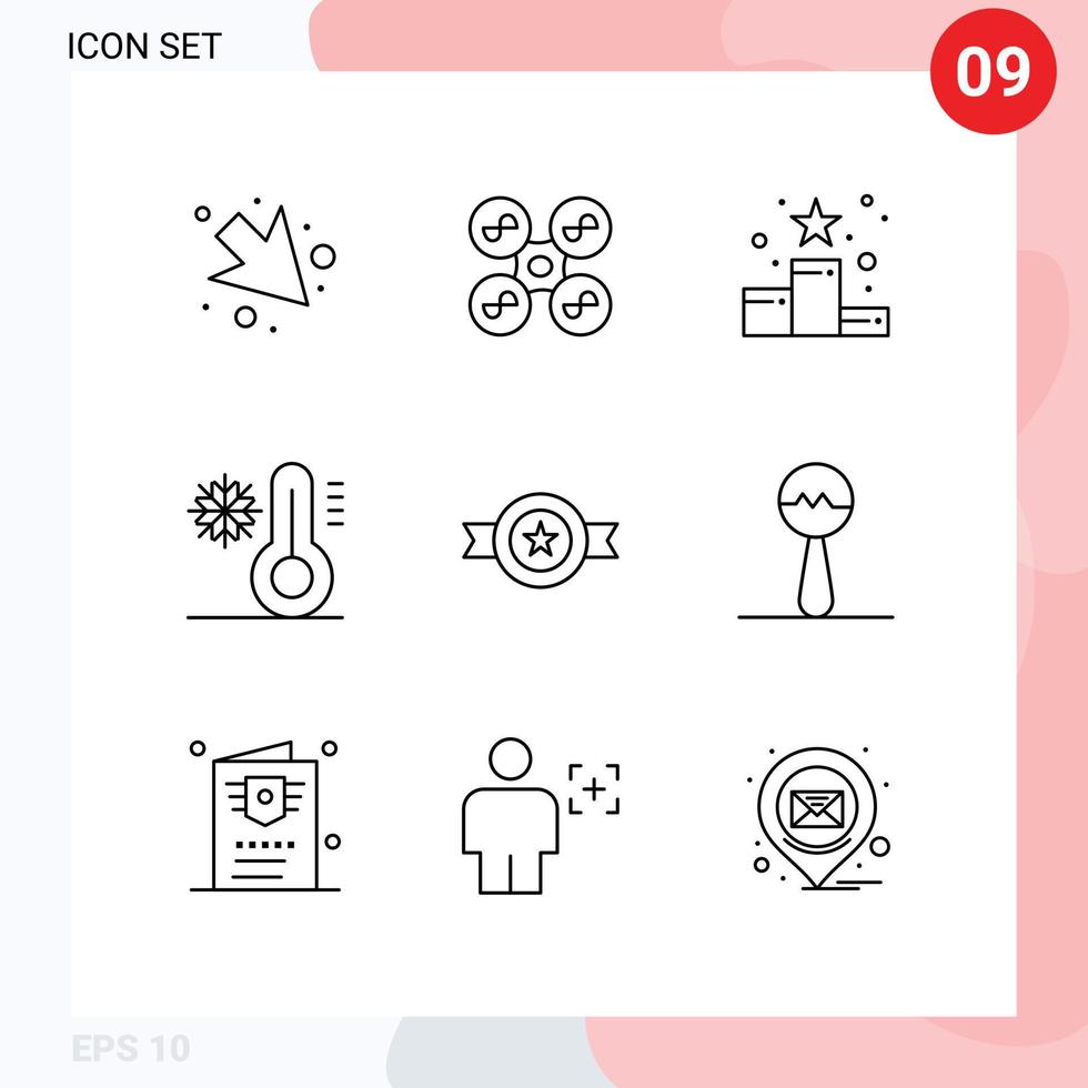 impostato di 9 commerciale lineamenti imballare per cintura temperatura posizione neve clima modificabile vettore design elementi