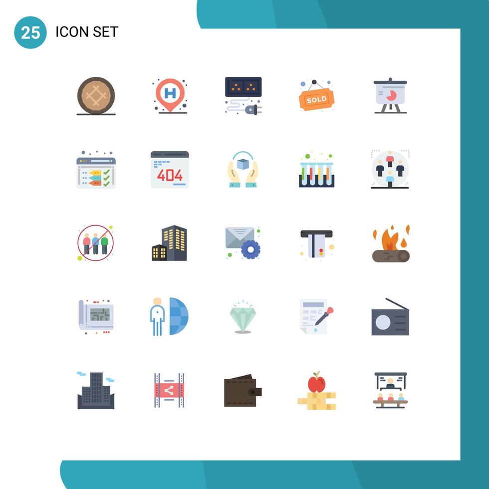 25 utente interfaccia piatto colore imballare di moderno segni e simboli di grafico venduto cartello negozio energia modificabile vettore design elementi