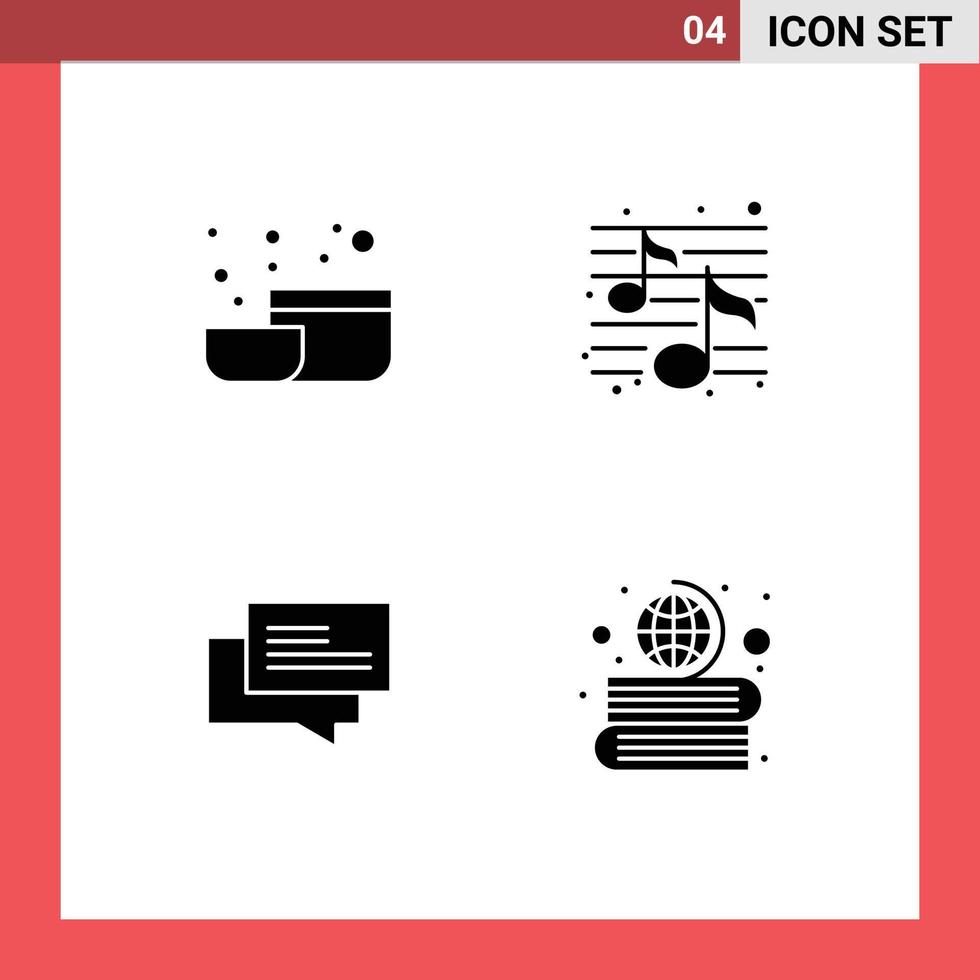 azione vettore icona imballare di 4 linea segni e simboli per ciotola e-commerce musica notte libri modificabile vettore design elementi