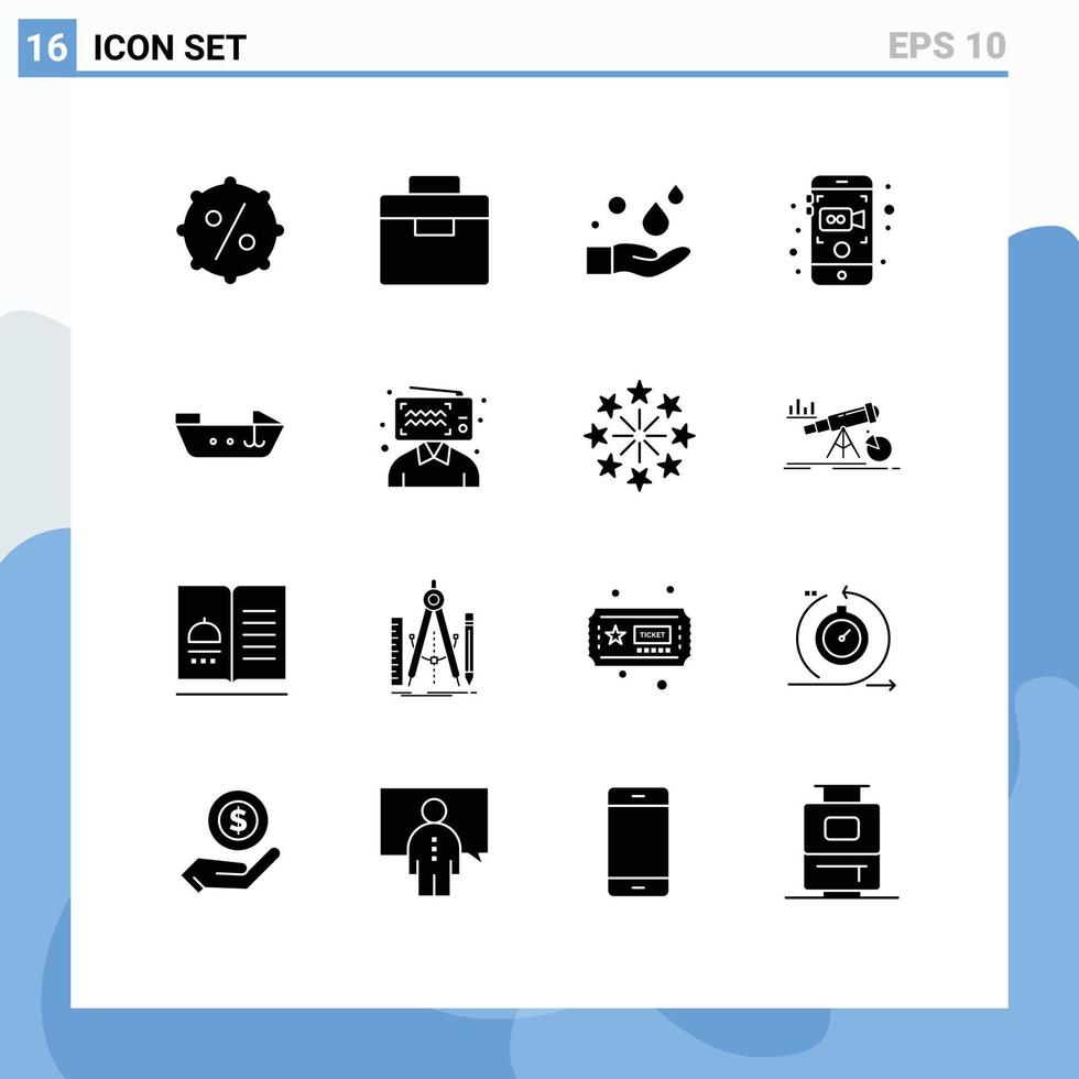 impostato di 16 moderno ui icone simboli segni per velocità barca mano mobile registrazione mobile modificabile vettore design elementi