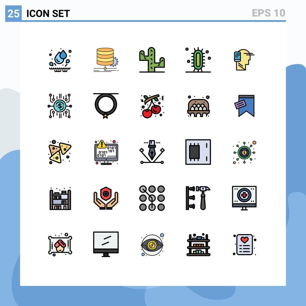 impostato di 25 moderno ui icone simboli segni per umano comunicazione cactus studia imparare modificabile vettore design elementi