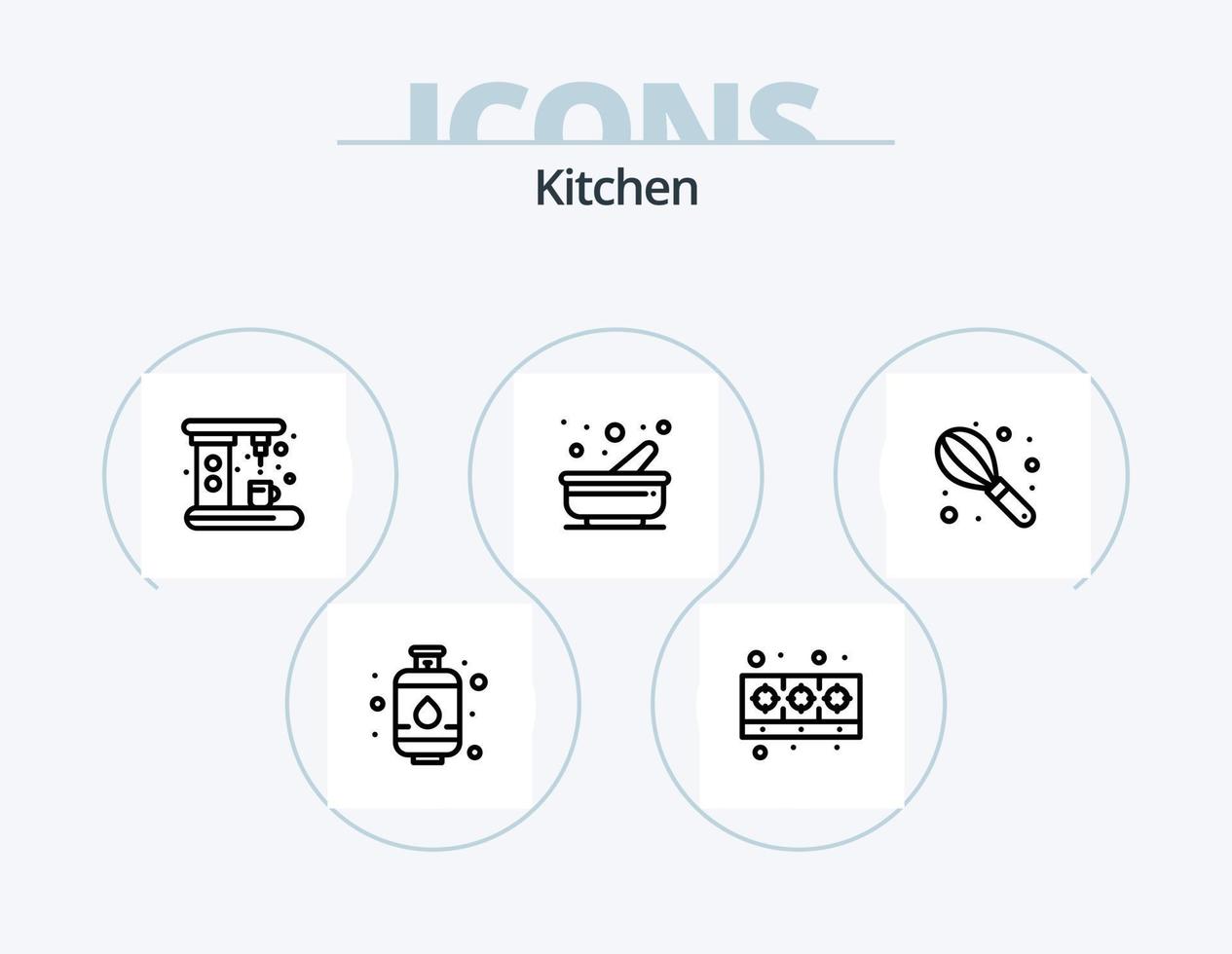 cucina linea icona imballare 5 icona design. . spazzatura. bar. Elimina. cestino vettore