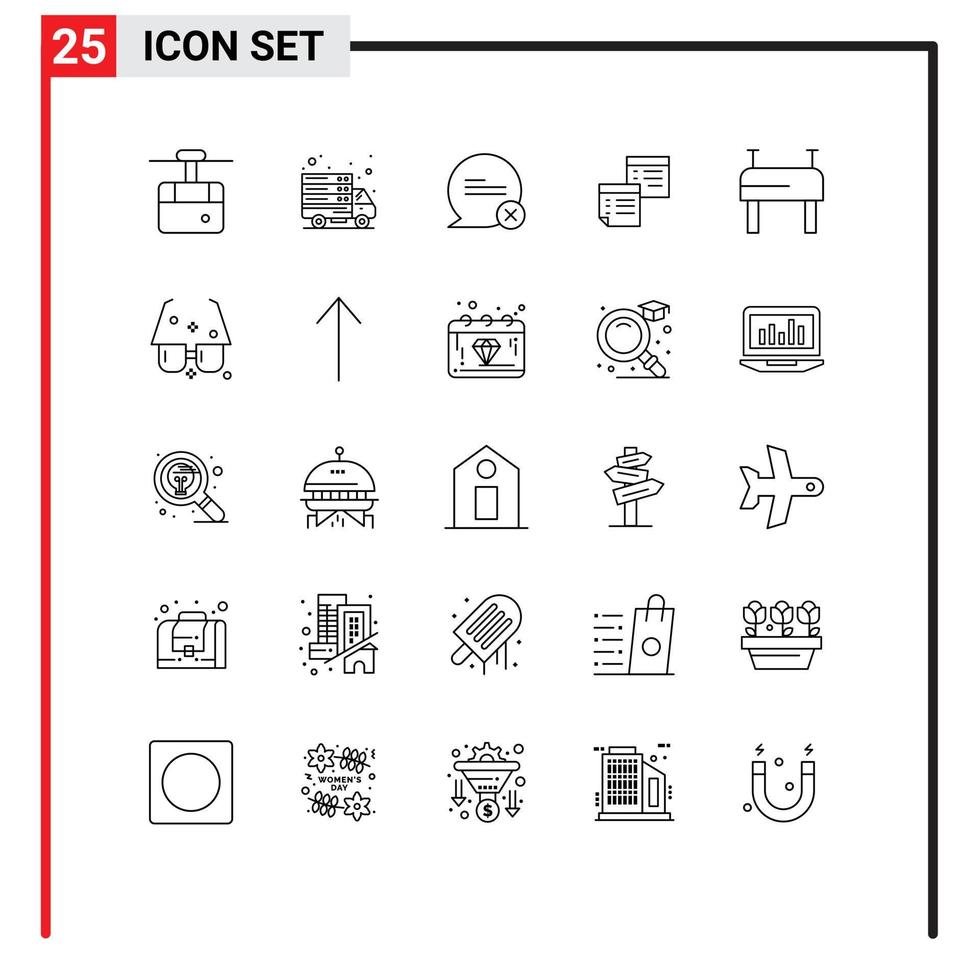 moderno impostato di 25 Linee pittogramma di pagine Appunti Chiacchierare Nota appiccicoso modificabile vettore design elementi