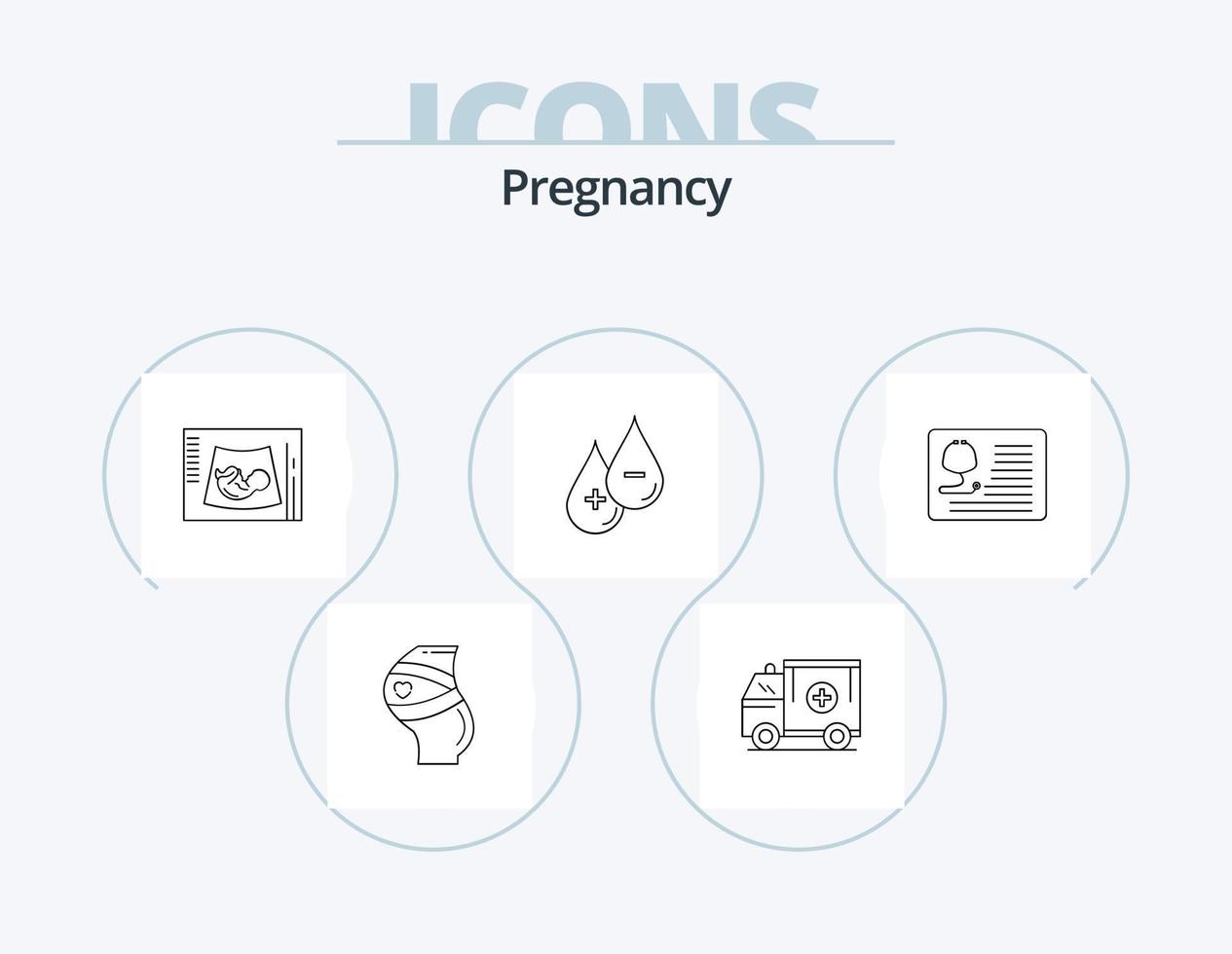 gravidanza linea icona imballare 5 icona design. incinta. maschio. passeggino. bambini vettore